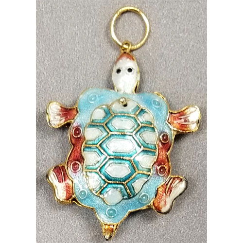 ENAMEL TURTLE 32X40MM WHITE